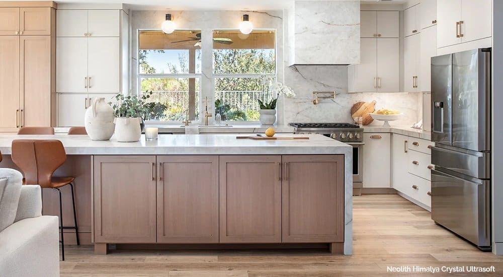 Neolith Himalya Crystal Ultrasoft Kitchen Countertops with Island