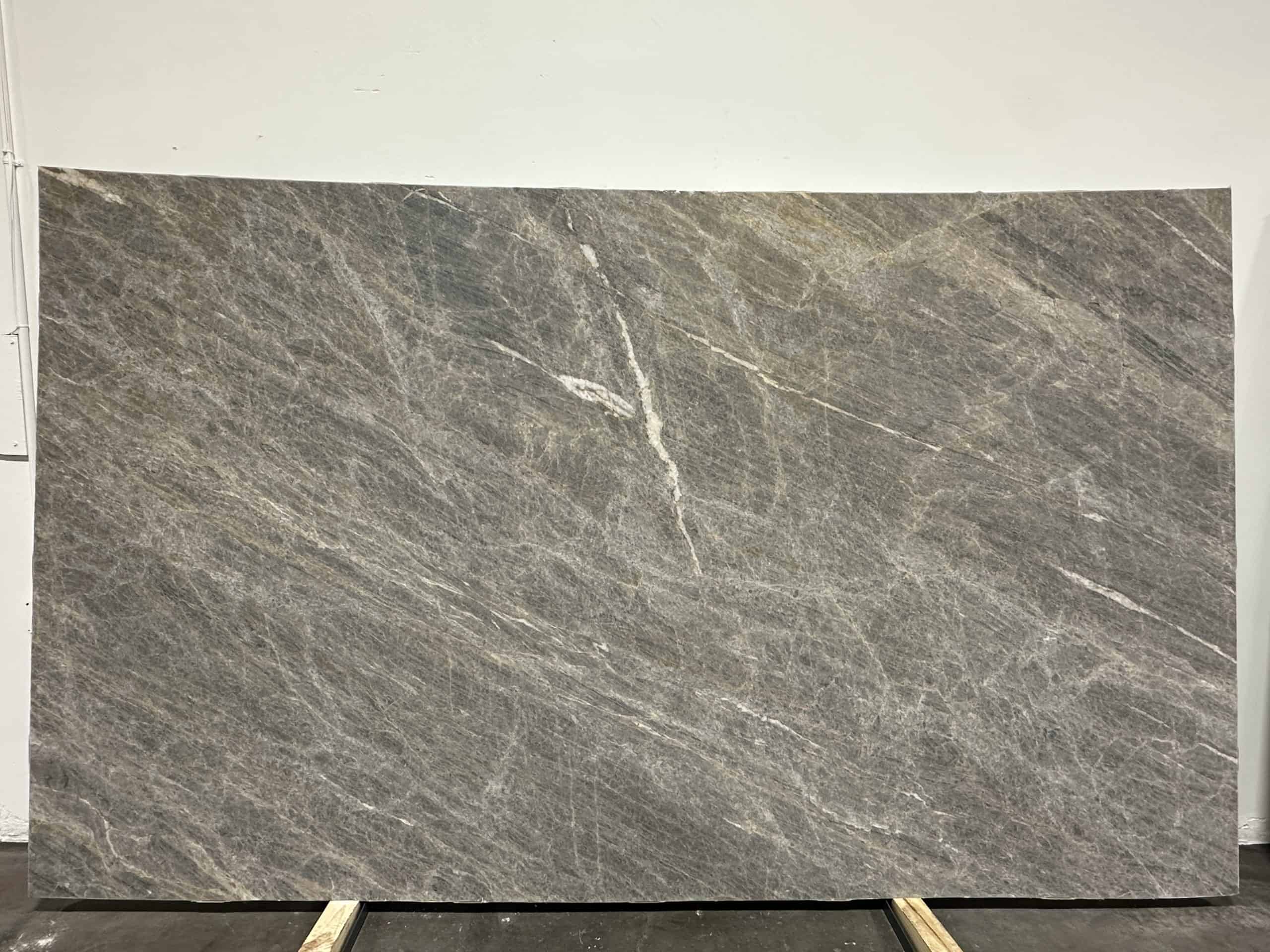 Quartzite Cielo Leather — installed