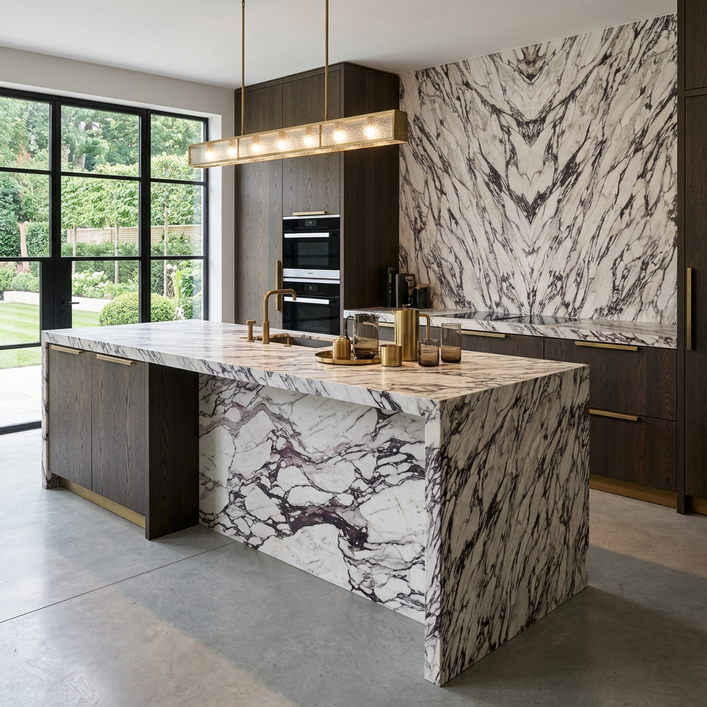 Firefly_Gemini Flash_This photo is a stone slab from Neolith called Calacatta Viola. I need to use this to 101999