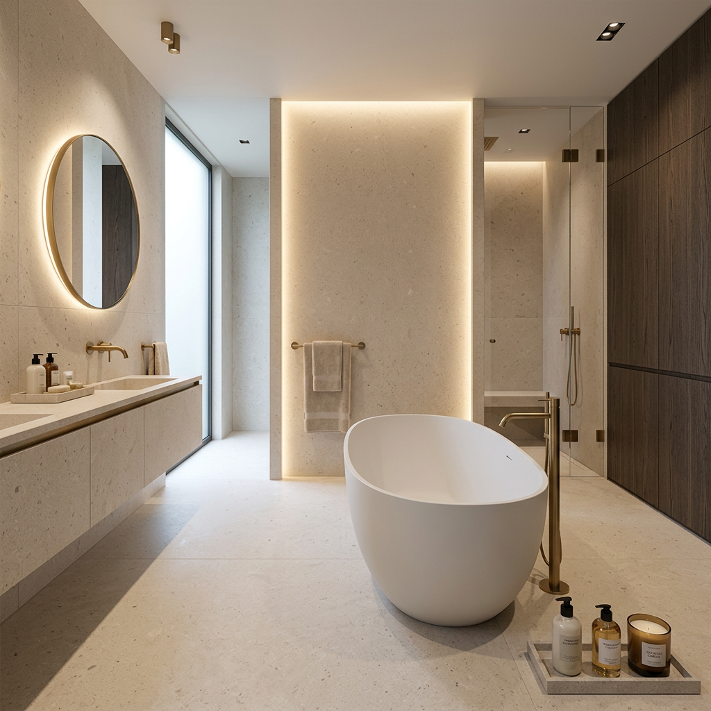 Firefly_Gemini Flash_This photo is a stone slab from Neolith called Pale Fossil. I need to use this to cre 101999
