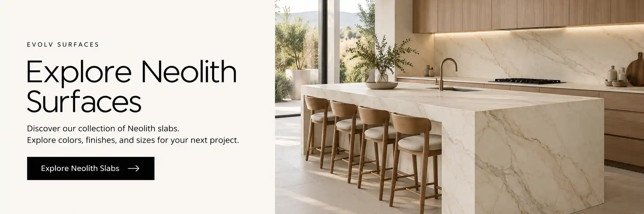 Neolith Surfaces in a Sunlit Kitchen
